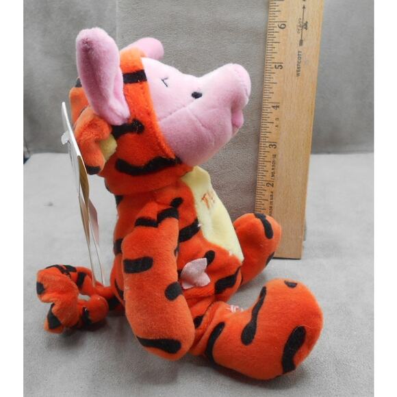 Disney 8" Piglet Dressed as Tigger Mini Bean Bag w/Tags Retired Plush Pooh - Picture 3 of 7